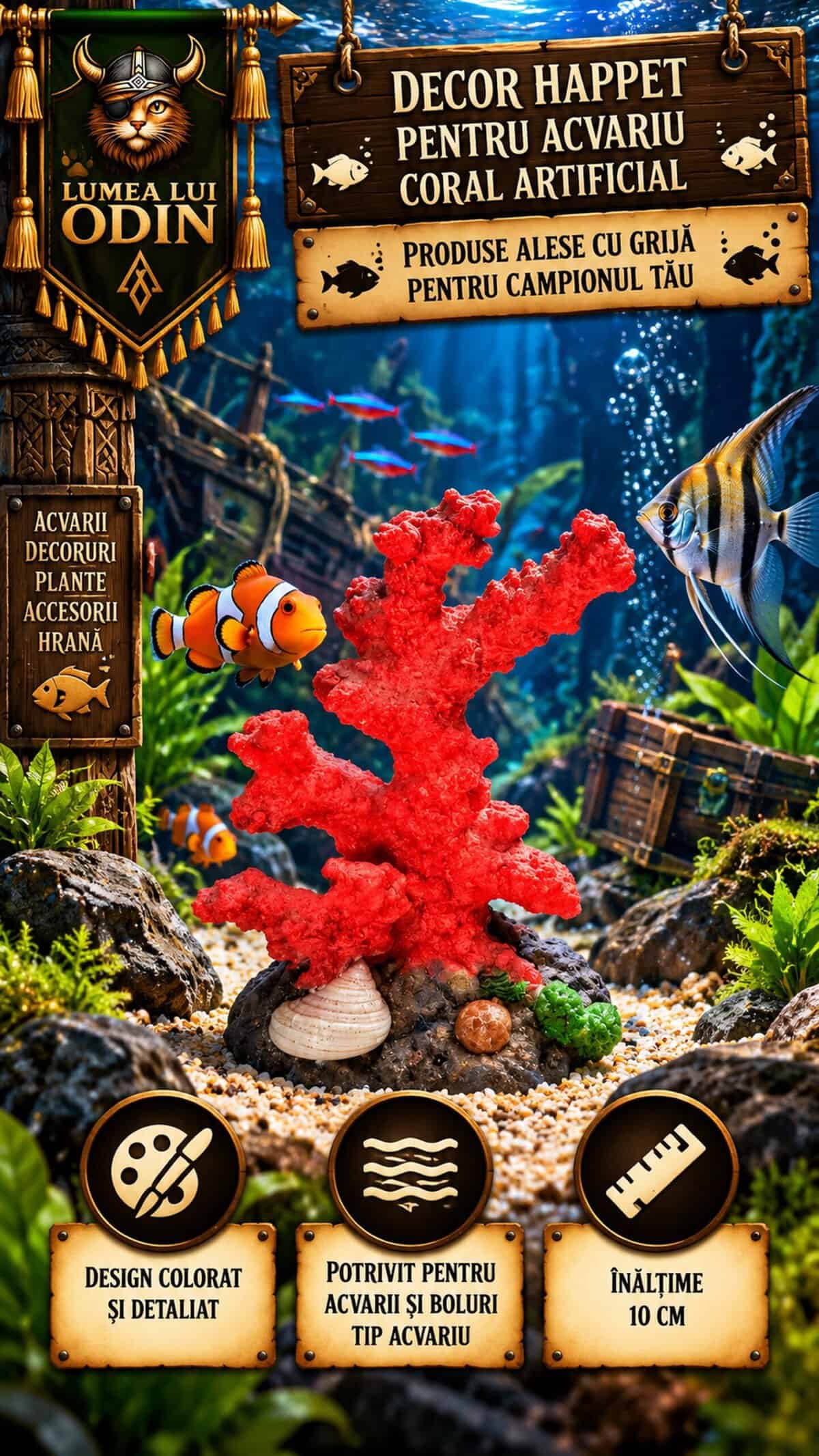 Decor coral pentru acvariu pești