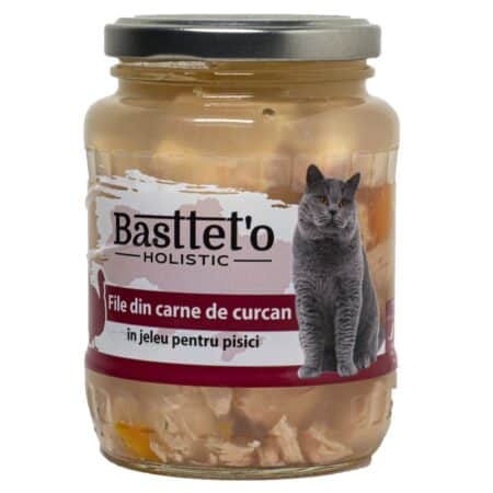 Hrană umedă Bastett'o pentru pisici, file din carne de curcan în jeleu, 360 g