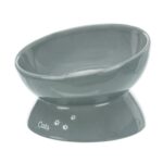 Castron Trixie înclinat din ceramică pentru pisici, XXL, 0.35 l / ø 17 cm, gri