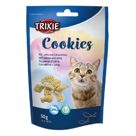 Fursecuri Trixie cu somon și catnip pentru pisici, 50 g