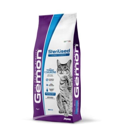 Hrană uscată Gemon Cat Steril pentru pisici, cu ton și somon, 2 kg