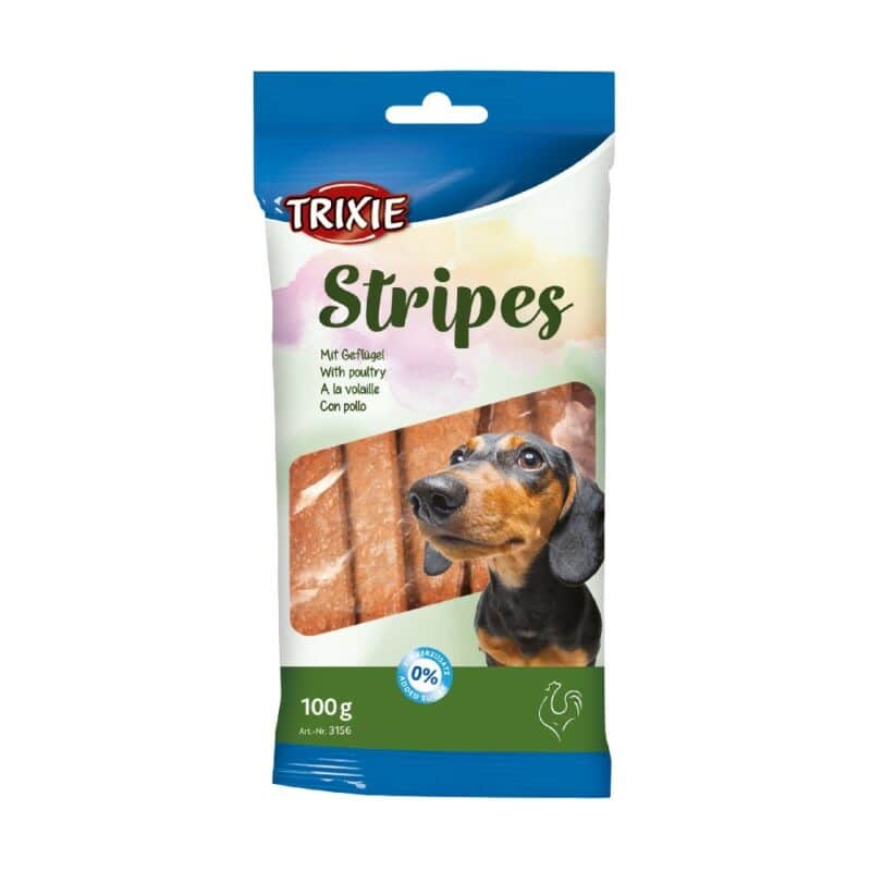 Recompense Trixie Stripes pentru câini, 10 buc/100 g, batoane plate cu pui