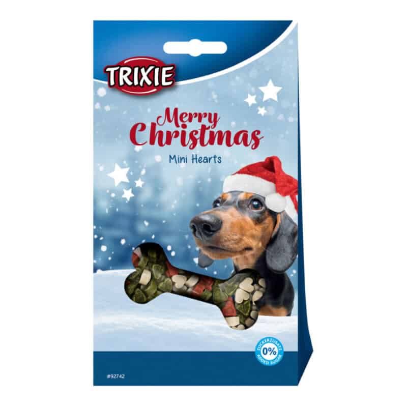 Recompense Trixie Xmas pentru câini, în formă de inimi, cu pui, 140 g