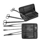 Set Aquario de accesorii pentru îngrijirea terariului, 6 în 1, inox, negru