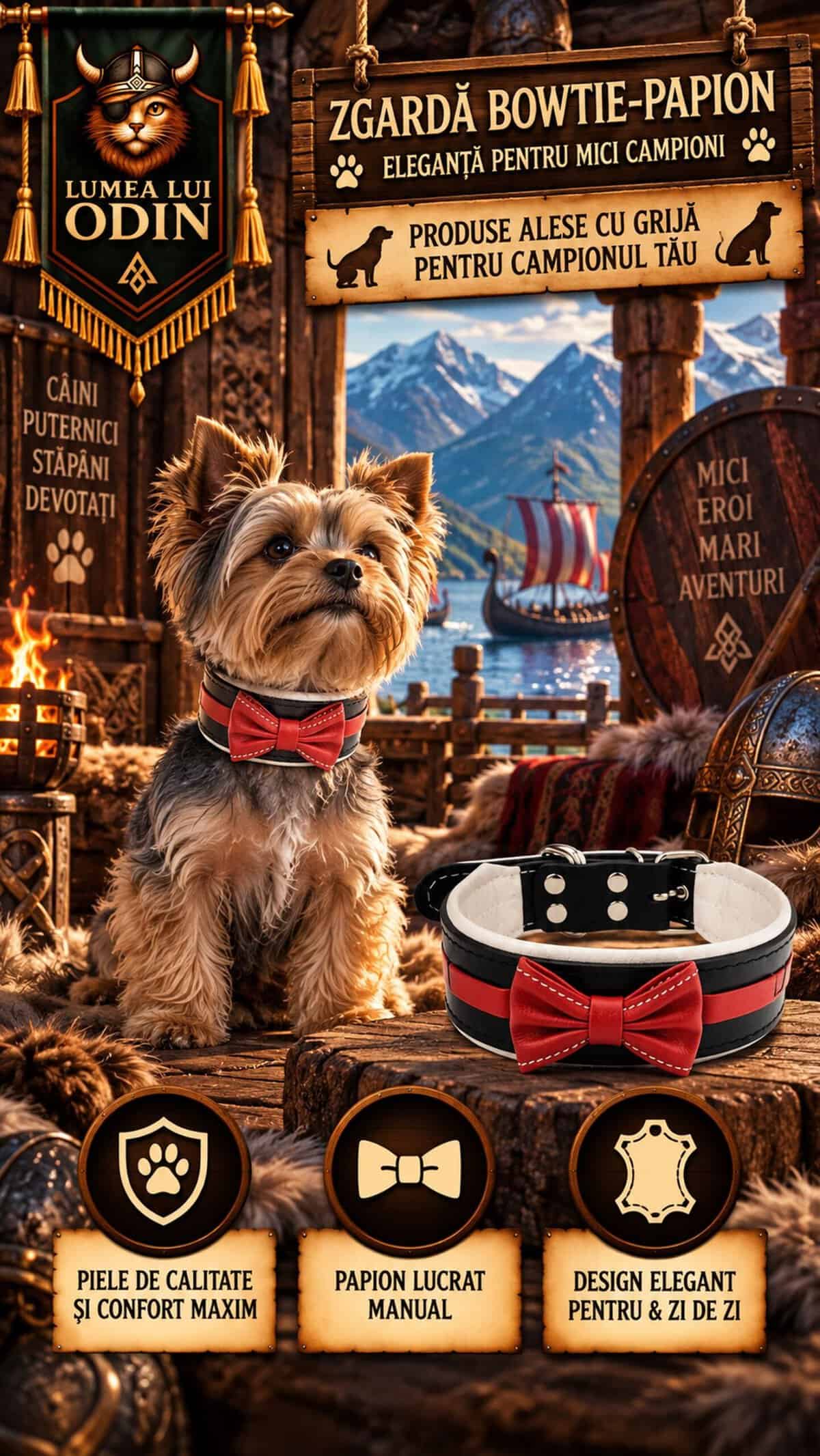 Zgardă Bestia Bowtie Papion