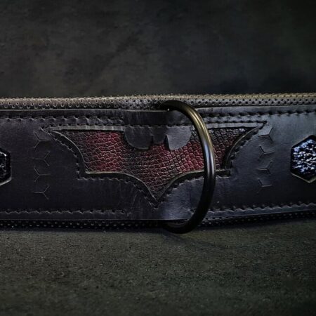 Zgardă Bestia Batman din piele naturală, L, pentru Cane Corso, Rottweiler, Doberman