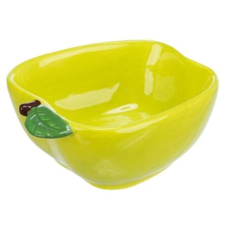 Castron Trixie în formă de măr pentru rozătoare, din ceramică, 180 ml/12 x 11 cm, galben