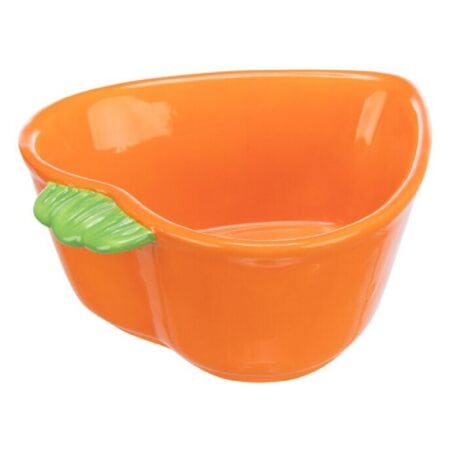 Castron Trixie în formă de morcov pentru rozătoare, din ceramică, 180 ml/12x11 cm, portocaliu