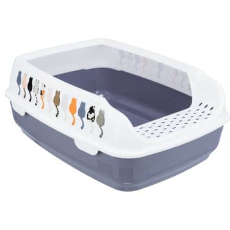 Litieră Trixie Delio pentru pisici, cu ramă, 38 x 20 x 50 cm, gri/alb