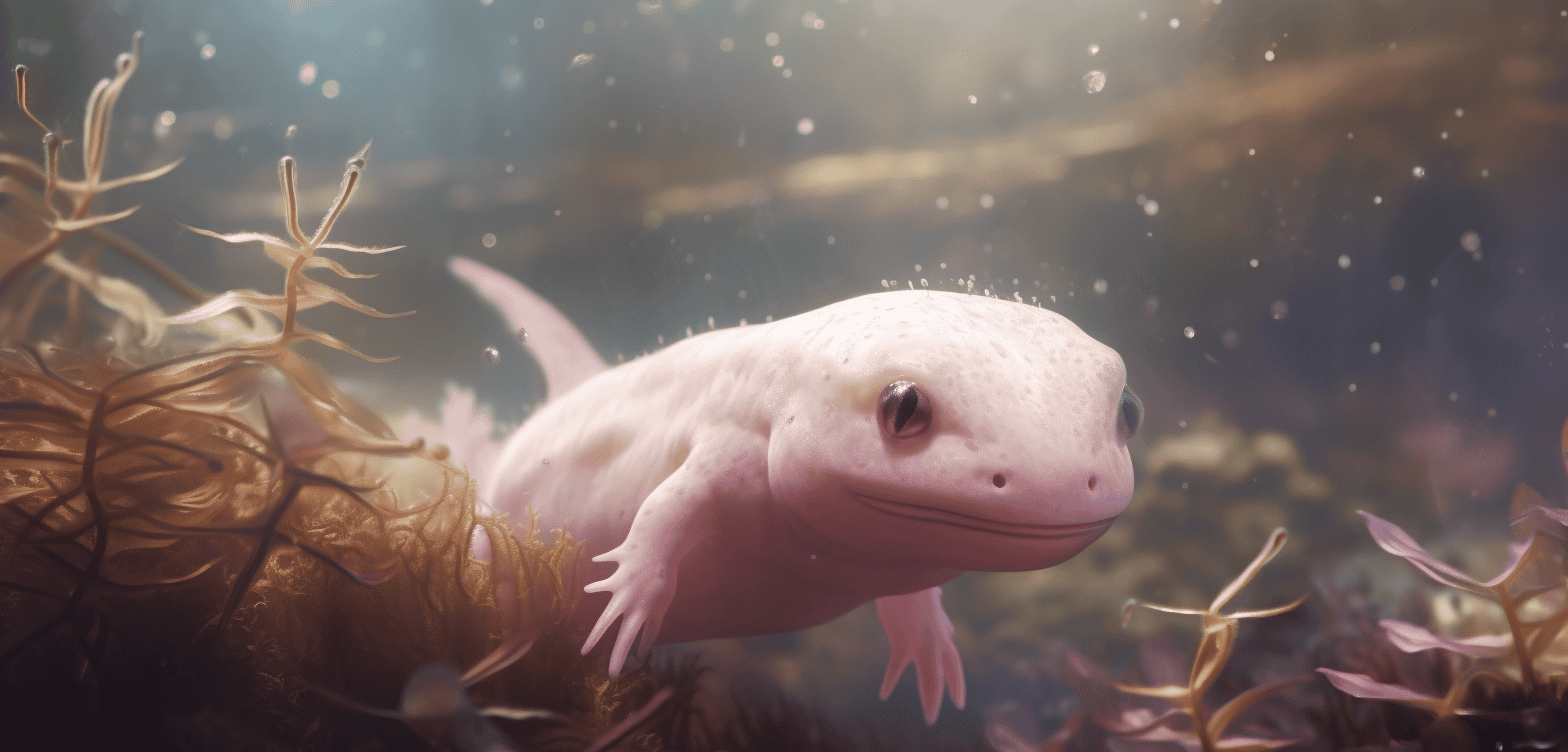 Axolotl frumos în timp ce înoată