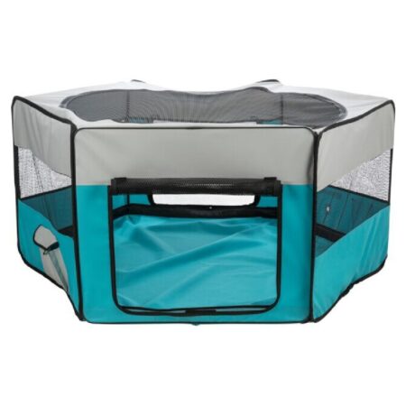 Țarc Trixie pentru rozătoare, pentru interior/exterior, poliester, 150 x 65 cm, turcoaz/gri