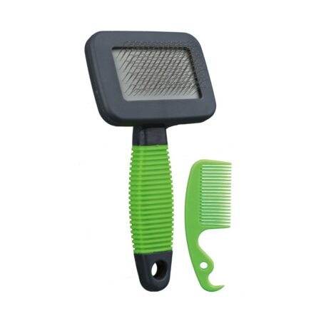 Perie soft Trixie pentru rozătoare, cu pieptene de curățat, 7 x 13 cm, verde/gri/mov