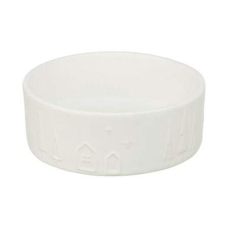 Castron Trixie Xmas din ceramică pentru câini, 0.3 L/12 cm, alb