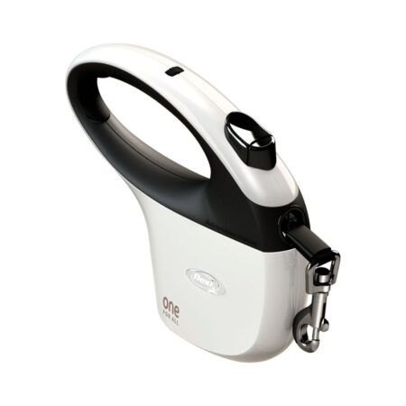 Lesă retractabilă Flexi One pentru câini, S-L: 5 m/30 kg, negru/alb