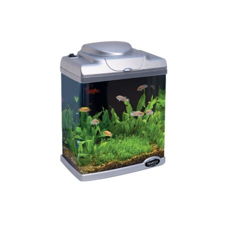 Acvariu Hailea  FC200 pentru pești, cu capac și led, 6.6 l, 22 x 14 x 28 cm, argintiu