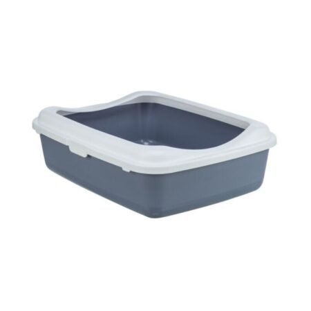 Litieră Trixie Classic cu ramă pentru pisici, 37 x 15 x 48 cm, violet/alb