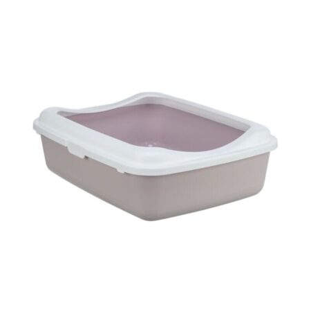 Litieră Trixie Classic cu ramă pentru pisici, 37 x 15 x 48 cm, lila deschis/alb