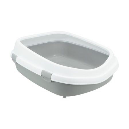 Litieră Trixie Primo cu ramă pentru pisici, XXL: 56 x 25 x 71 cm, gri/alb