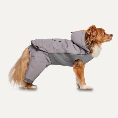 Haină de iarnă cu glugă Goo-eez Hooded pentru câini, XL, gri