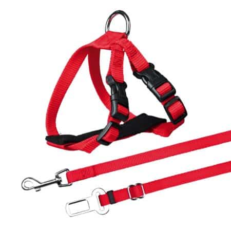 Ham și centură auto Trixie pentru pisici, 20–50 cm / 15 mm, roșu