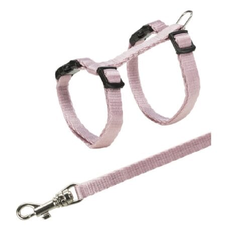 Ham și lesă Trixie pentru pisici junior, 19–31 cm / 8 mm, 1.20 m, diverse culori