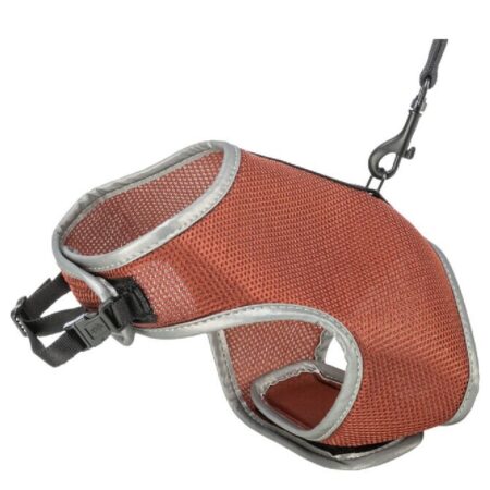 Ham și lesă soft/elastică Trixie pentru pisici, 24-42 cm/1.20 m, ruginiu