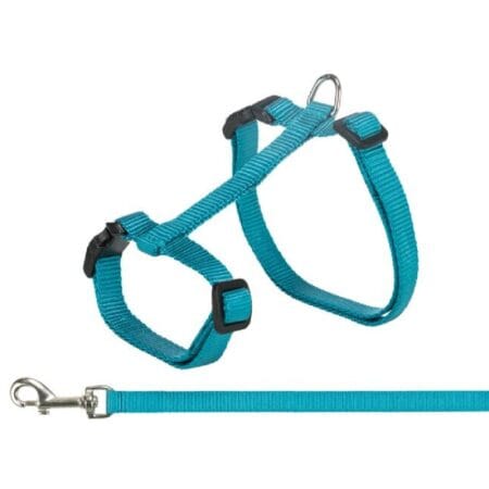 Ham și lesă Trixie pentru pisici, XXL: 34–57 cm / 13 mm, 1.20 m, diverse culori