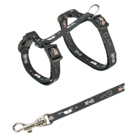 Ham și lesă Trixie pentru pisici junior, 21–33 cm / 8 mm, 1.20 m, diverse culori