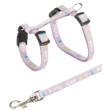 Ham și lesă Trixie pentru pisici junior, 21–33 cm / 8 mm, 1.20 m, diverse culori