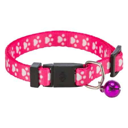 Zgardă Trixie pentru pisici, elastică, cu clopoțel, model lăbuțe, diverse culori