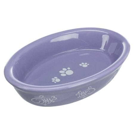 Castron ceramic Trixie pentru pisici, 0.2 L / 15 x 10 cm, oval, diverse culori