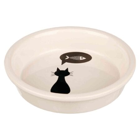 Castron ceramic Trixie pentru pisici, 0.25 L / 13 cm, alb