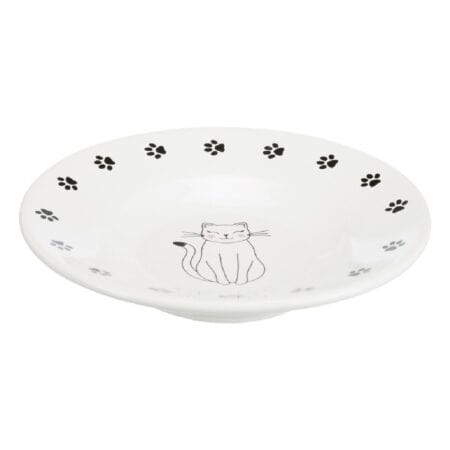 Castron ceramic Trixie pentru pisici, 0.2 L / 15 cm, alb