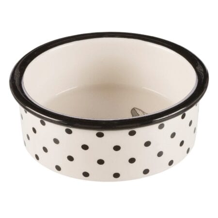 Castron ceramic Trixie pentru pisici, 0.3 L / 12 cm, alb/negru