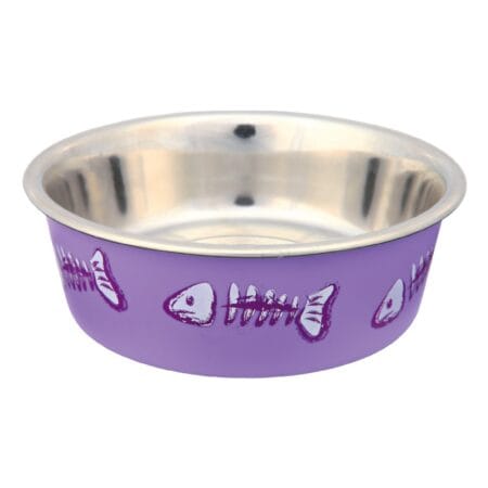 Castron Trixie pentru pisici, din inox, cu înveliș din plastic, 0.3 L / 12 cm, diverse culori