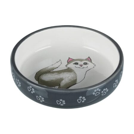 Castron ceramic Trixie pentru pisici, 0.3 L / 15 cm, gri
