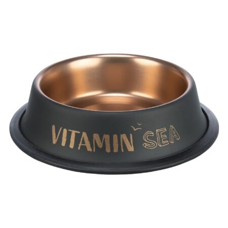 Castron Trixie Be Nordic pentru pisici și câini, din inox, 0.2 L / 15 cm, negru/bronz