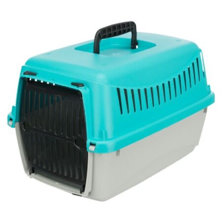 Cușcă de transport Trixie Capri pentru pisici și animale mici, XXS: 26 x 25 x 39 cm, până la 4 kg, gri/turcoaz