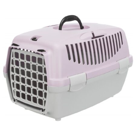 Cușcă de transport Trixie Capri 1 pentru pisici, câini și animale mici, XS: 32 x 31 x 48 cm, până la 6 kg, gri/lila