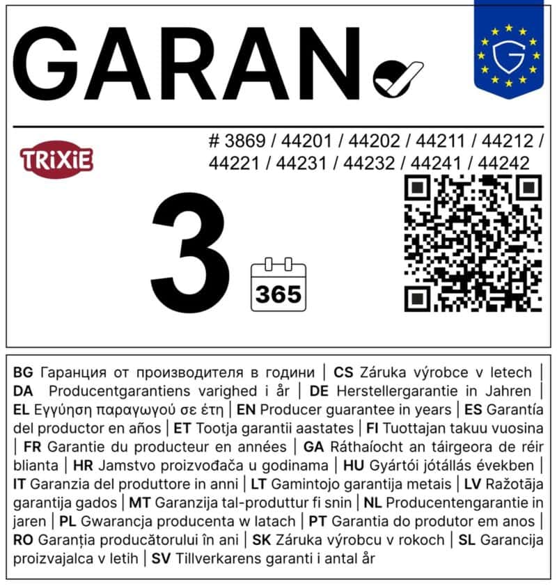 Garanție 3 ani ușă batantă Trixie