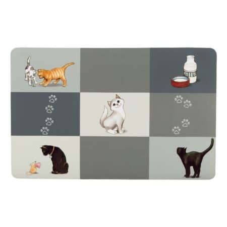 Covoraș Trixie Patchwork Cat pentru castron, 44 x 28 cm, gri