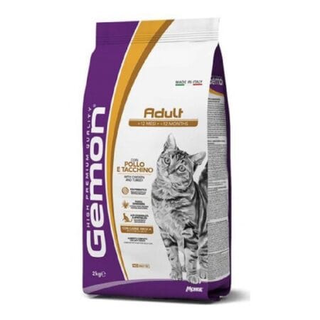 Hrană uscată Monge Gemon Adult pentru pisici adulte, cu pui și curcan, 2 kg