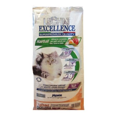 Hrană uscată Monge LeChat Excellence Hairball pentru pisici, 1.5 kg