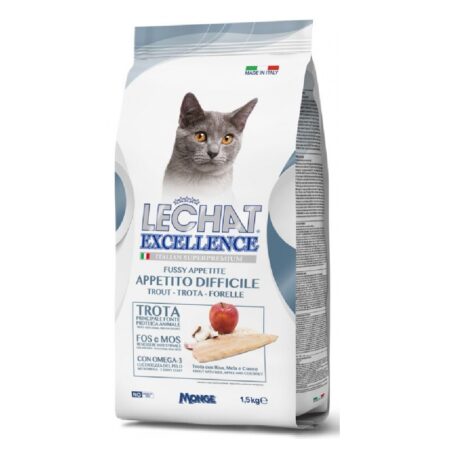 Hrană uscată Monge LeChat Excellence Appetito Difficile pentru pisici, cu păstrăv, 1.5 kg