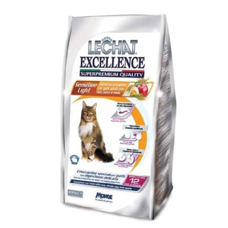 Hrană uscată Monge LeChat Excellence Sensitive Light pentru pisici sensibile, 400 g