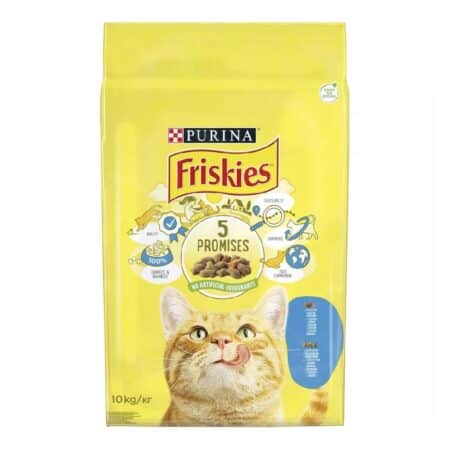 Hrană uscată Purina Friskies pentru pisici sterilizate, cu somon și legume, 10 kg