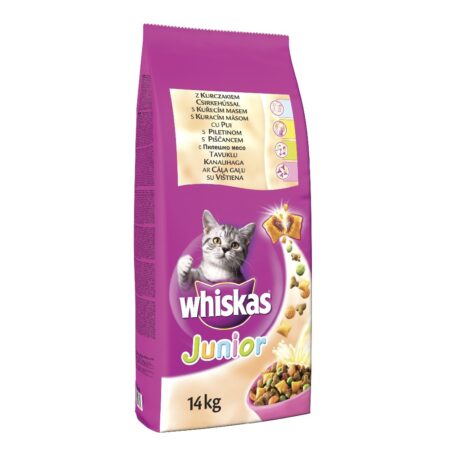 Hrană uscată Whiskas Junior pentru pisici, cu pui, 14 kg