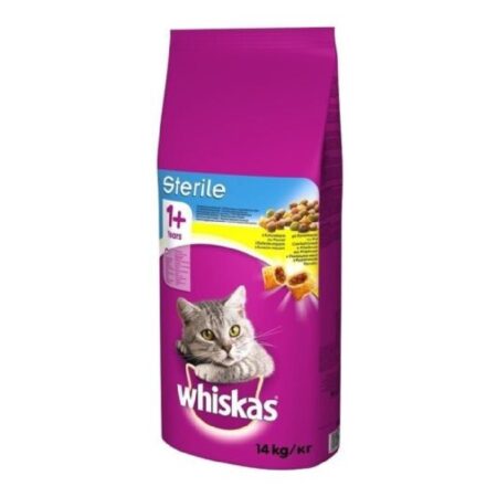 Hrană uscată Whiskas Sterile pentru pisici adulte, cu pui, 14 kg