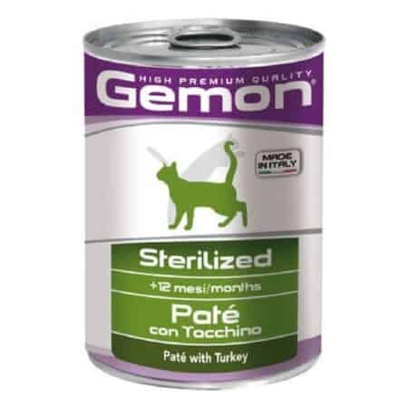 Hrană umedă Gemon pentru pisici sterilizate, pate cu cu curcan, 400 g