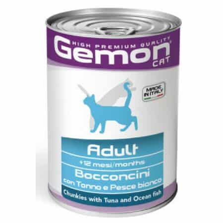 Hrană umedă Gemon pentru pisici adulte, cu ton și pește oceanic, 415 g